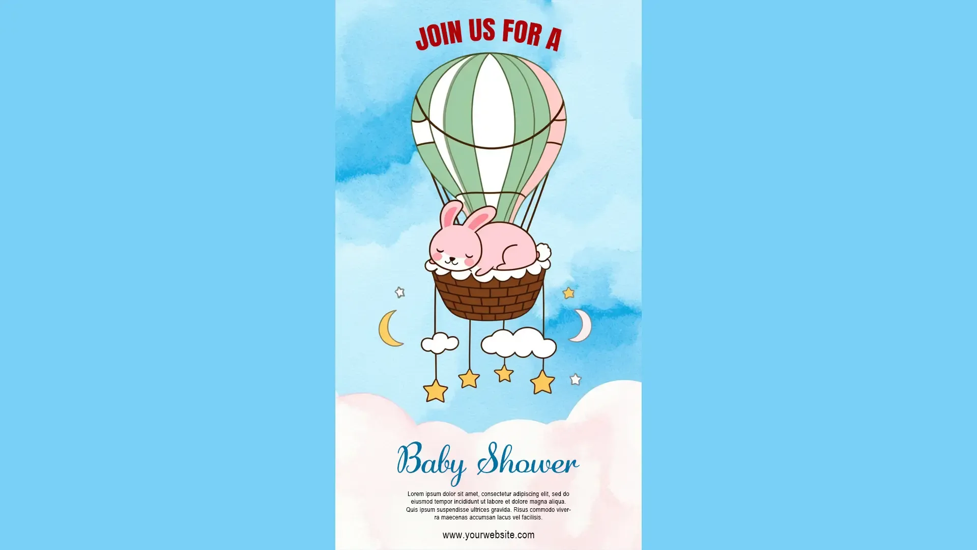 Baby Shower Invitation Instagram Story Whimsical Bunny and Stars Design image